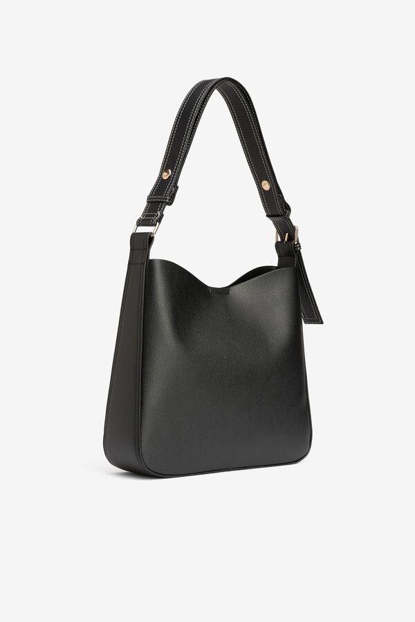 Vilanova Embroidered handle shoulder bag Black