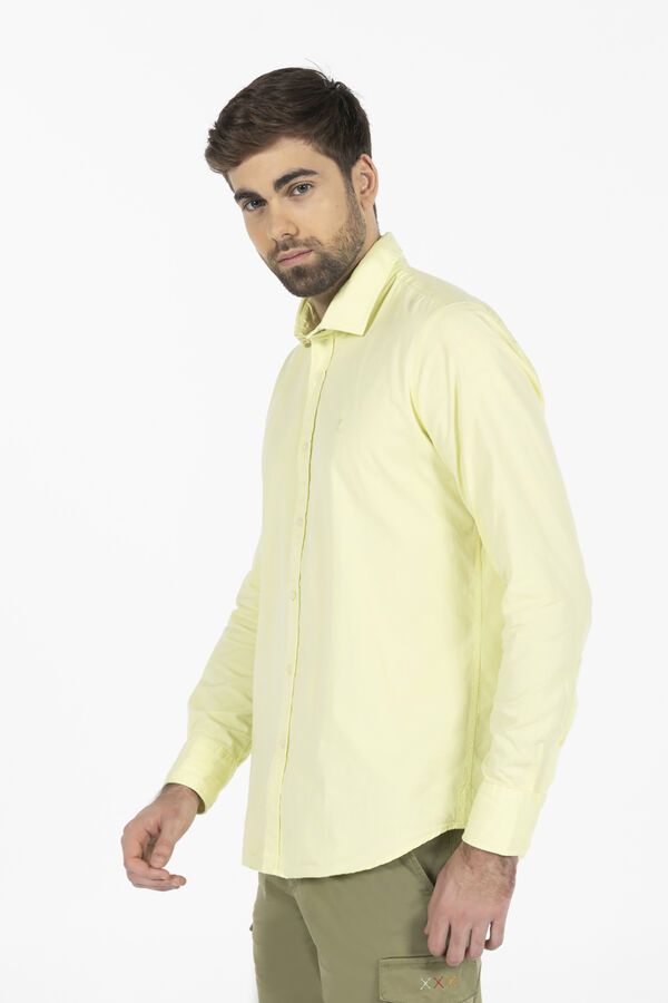 Cortefiel Plain washed serge shirt Yellow