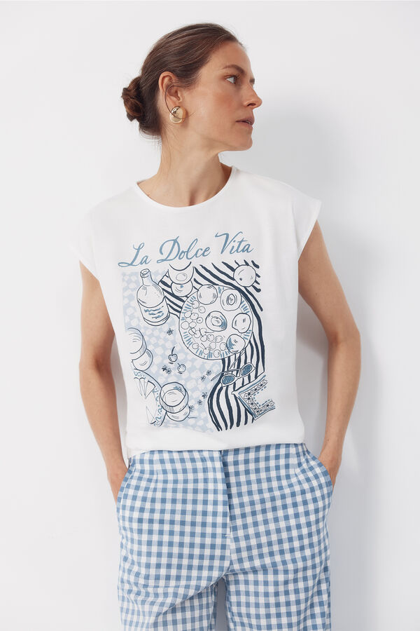 Cortefiel T-shirt estampada Branco