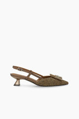 Lodi Sapatos de salto abertos atr&aacute;s em pele Castanho
