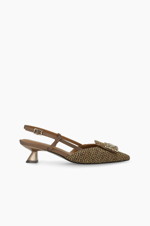 Lodi Sapatos de salto abertos atr&aacute;s em pele Castanho