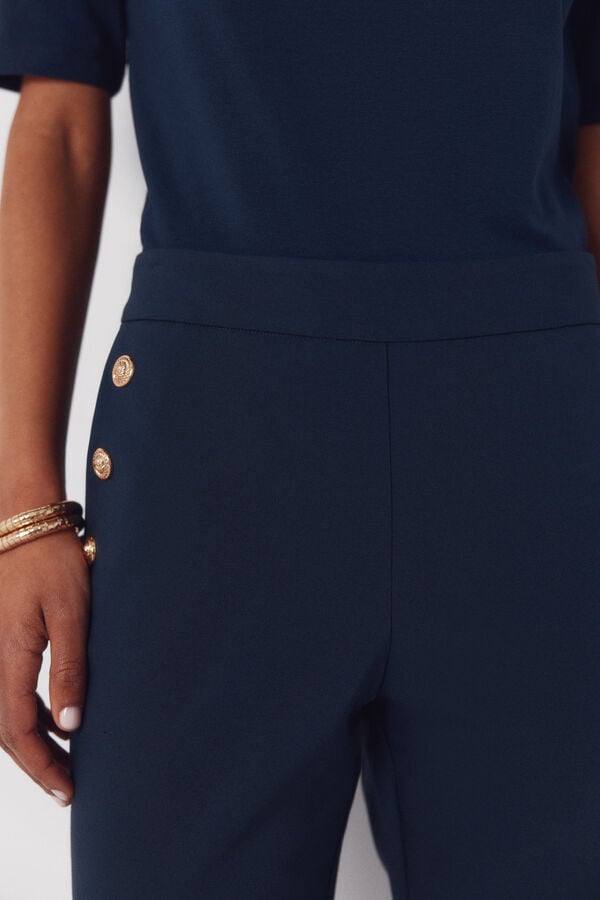 Cortefiel Cal&ccedil;as bot&otilde;es dourados Azul