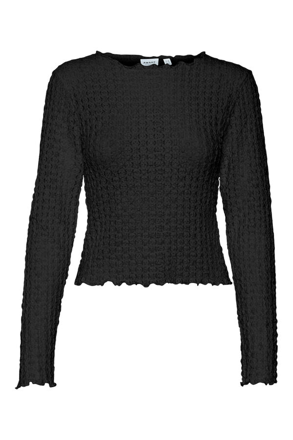 Vero Moda Top curto de manga comprida  Preto