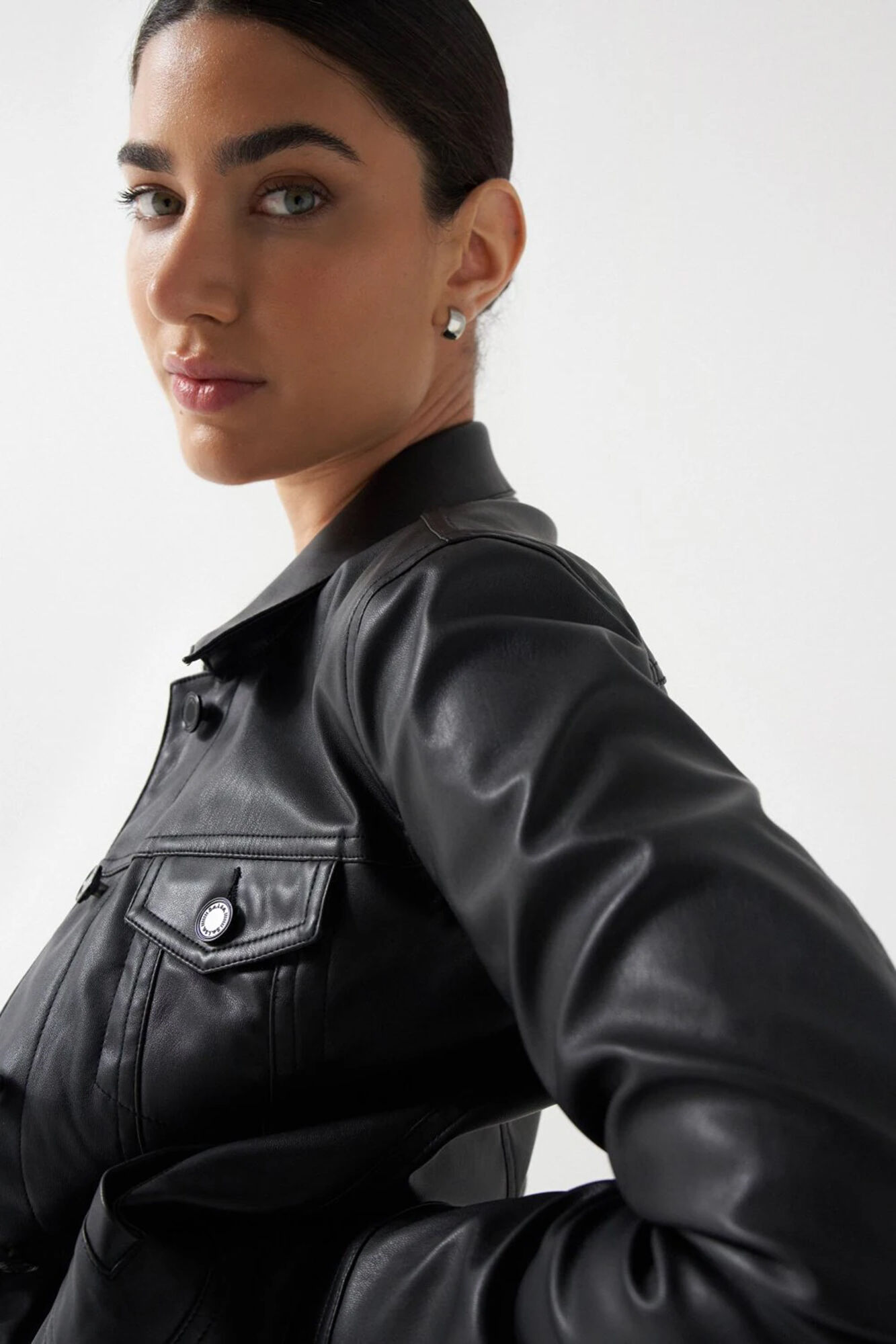 Slim faux leather jacket