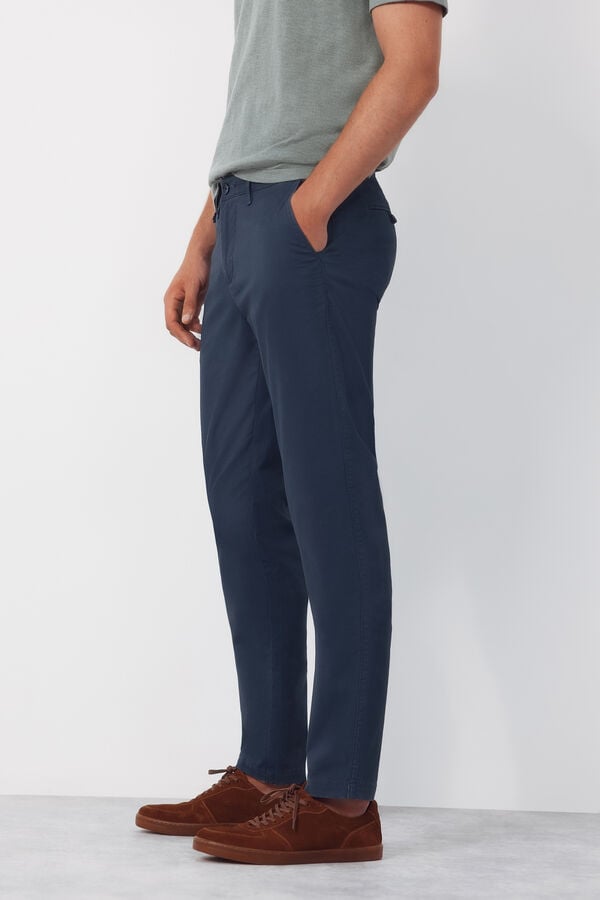 Cortefiel Slim-fit print chinos pants Blue