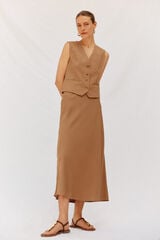 Cortefiel Fluid Tencel skirt Printed brown