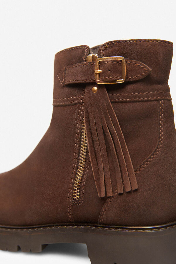 Cortefiel Leather ankle boot Dark brown