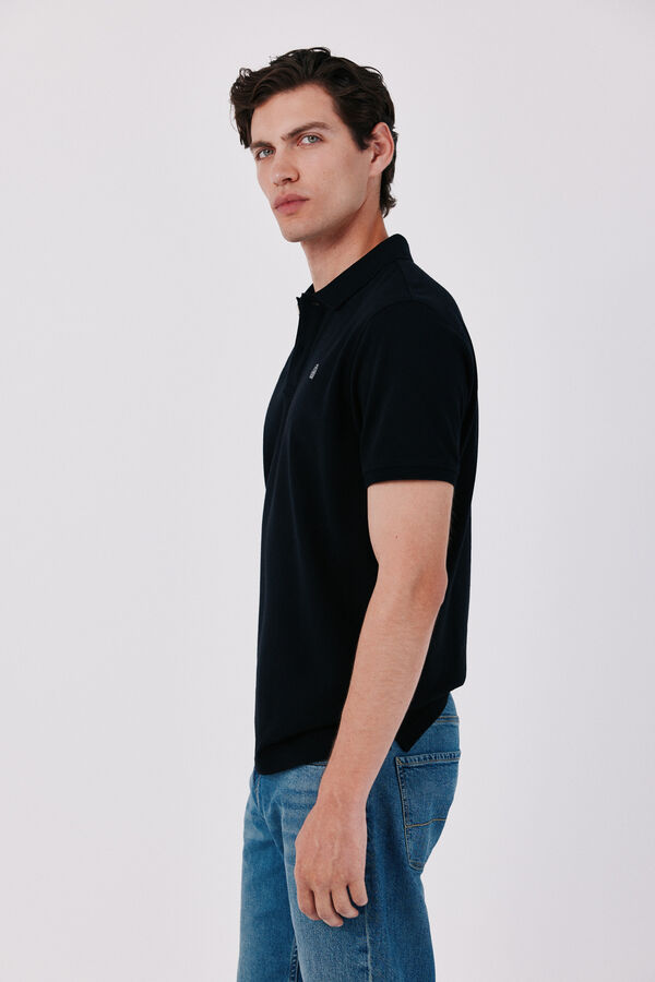 Cortefiel Piqu&eacute; slim polo shirt Black