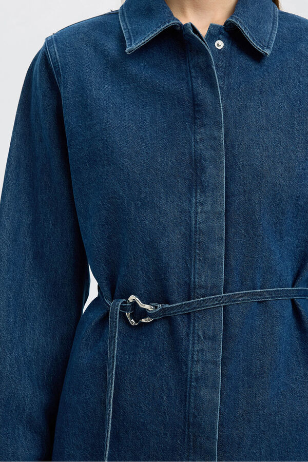 Selected Sobrecamisa jeans com cinto. Azul