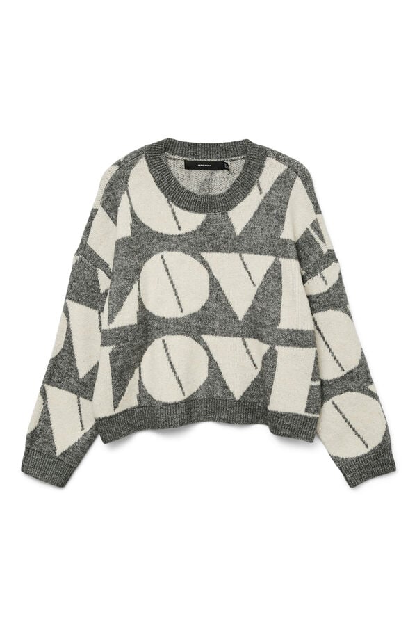 Vero Moda Camisola de malha com gola redonda  Cinzento