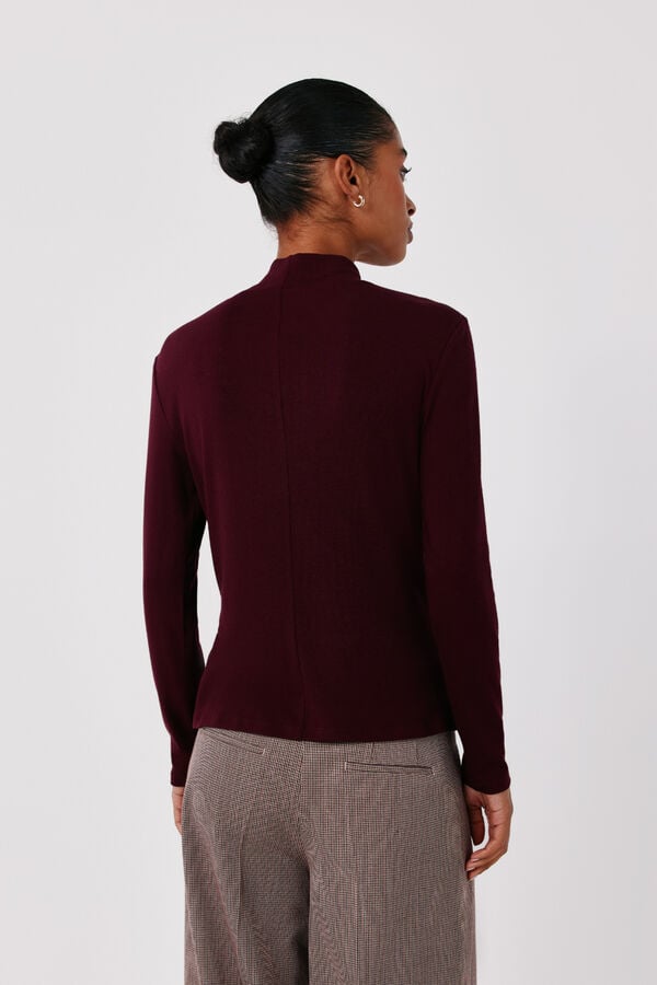 Cortefiel High neck pleated T-shirt Orange