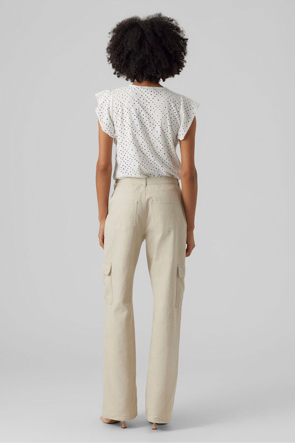 Vero Moda Top vazado com mangas de folhos Branco