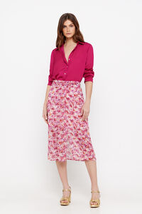 Cortefiel Gathered floral skirt Pink