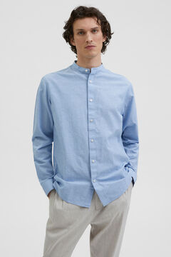 Cortefiel Camisa manga larga con cuello chino Blue