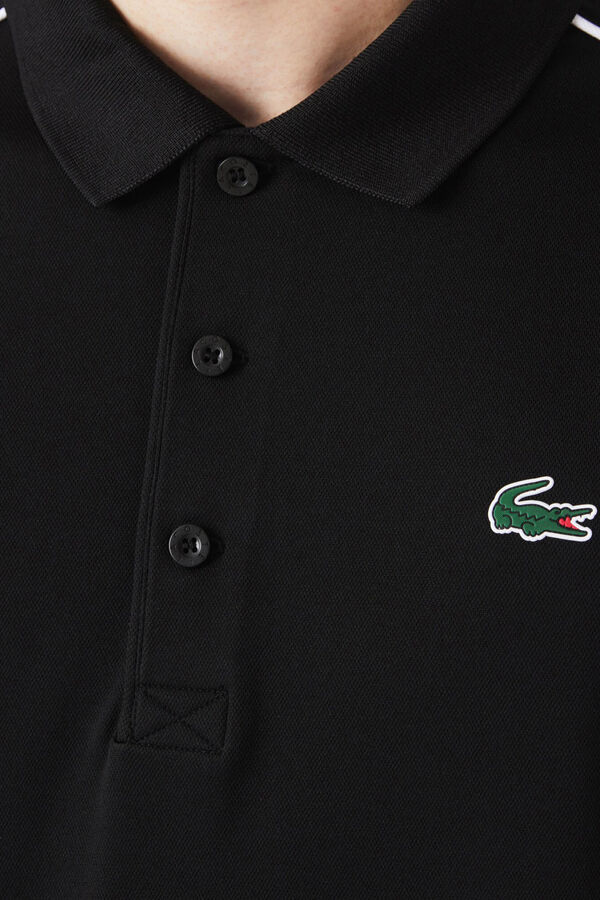 Cortefiel Polo shirt with contrasting piping on the shoulders and sleeve ends Black