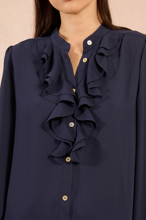Molly Bracken Camisa de manga comprida com detalhe de babados Azul