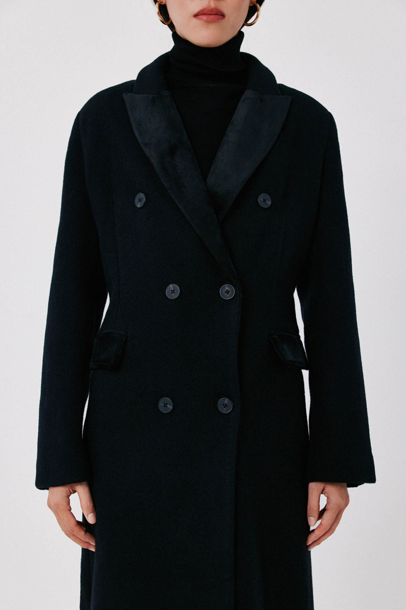 Cortefiel Long velvet collar coat