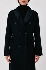 Cortefiel Long velvet collar coat Black