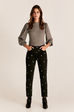 Cortefiel High rise cigarette jeans Black