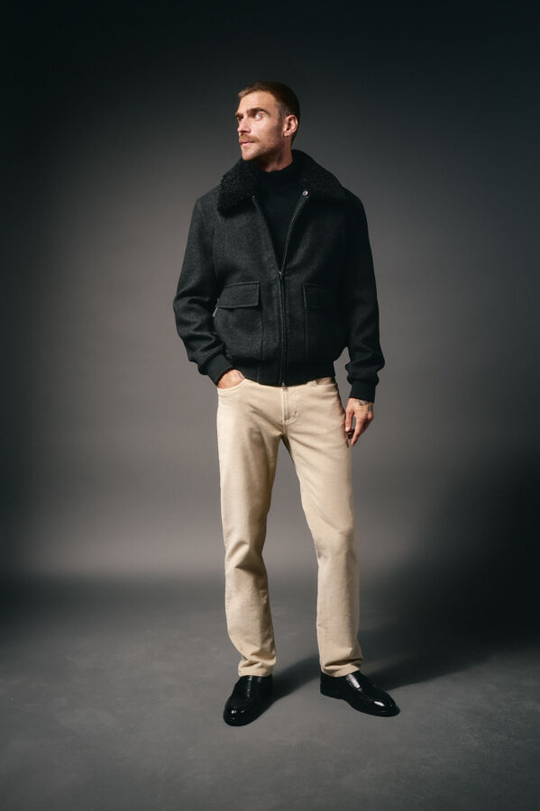 OOTO Casaco de lã borrego Cinzento