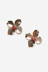 Cortefiel Beaded flower earrings Coral