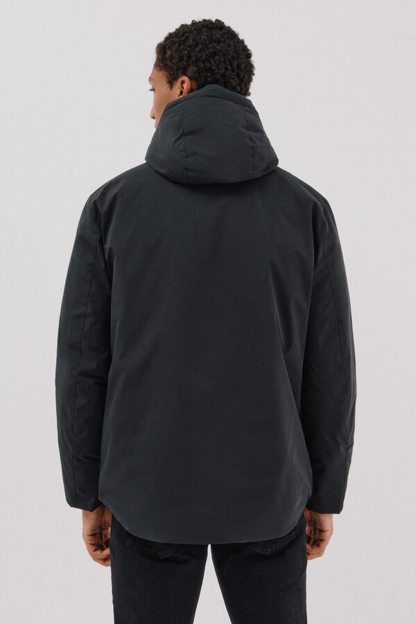 Cortefiel Hooded parka Black