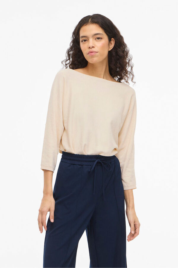 Vila Camisola manga m&eacute;dia em viscose Tostado