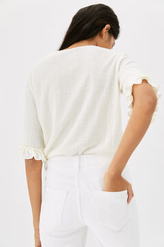 Cortefiel Textured T-shirt with buttons White