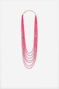 Cortefiel Multi-strand beaded necklace Fuchsia