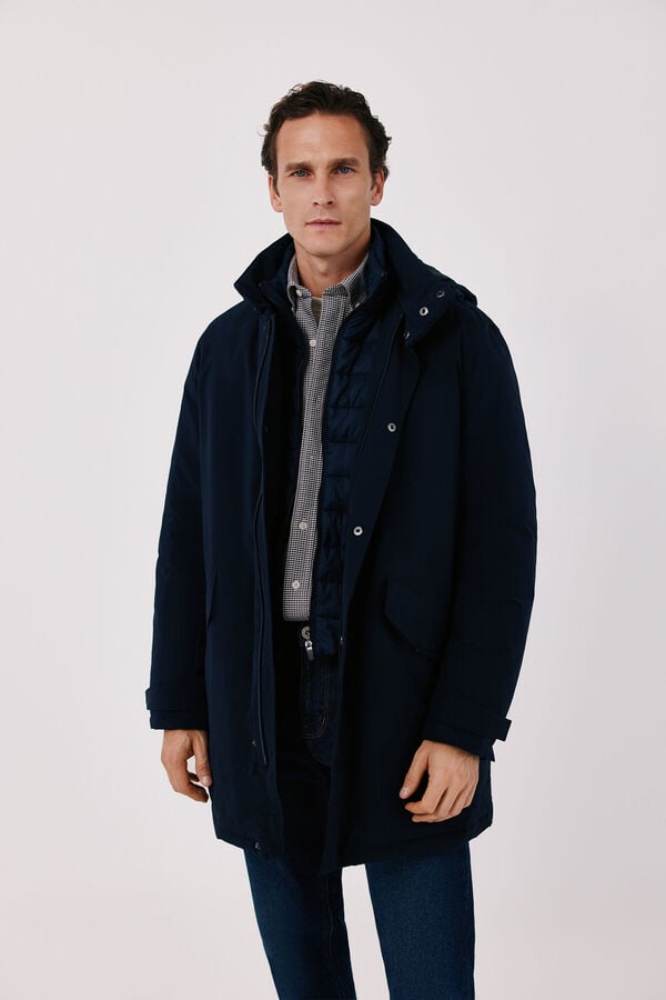 Cortefiel Waterproof trench with removable lining Navy