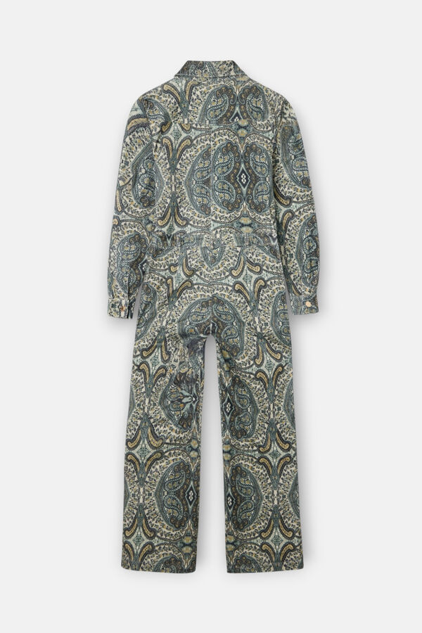 Silbon Macacão de veludo cotelê com estampado de caxemira Verde