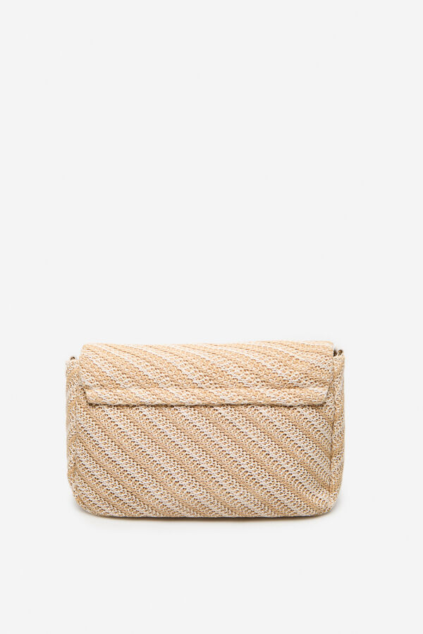 Cortefiel Raffia quilted bag with flap Nude