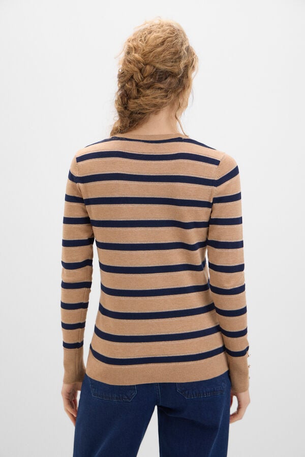 Cortefiel Metallic striped jumper Beige