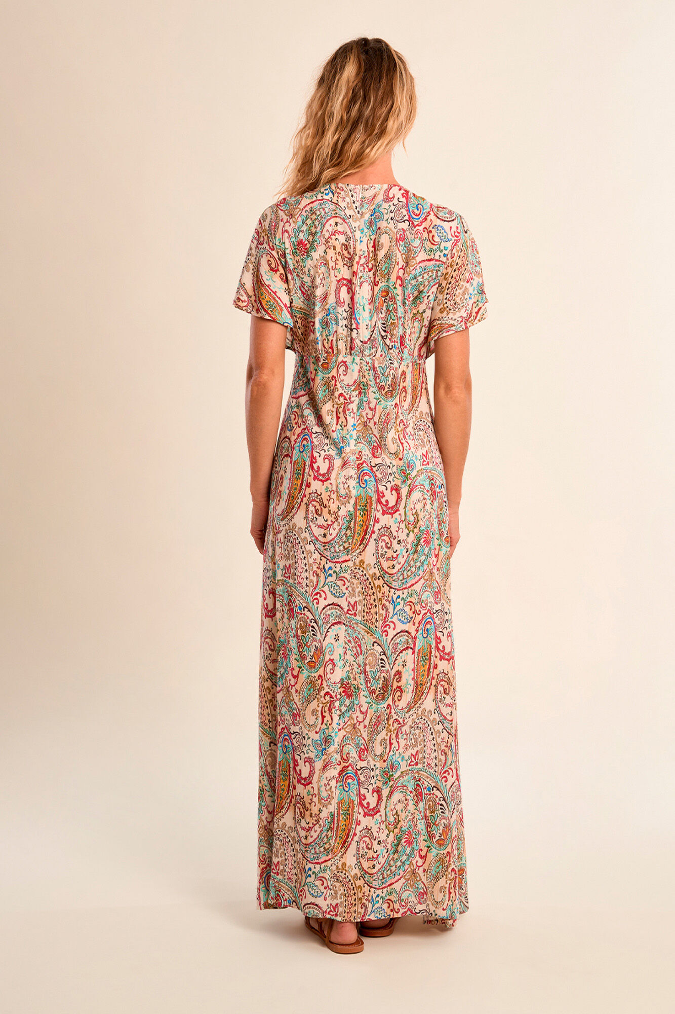 Molly Bracken Vestido comprido de manga curta estampado