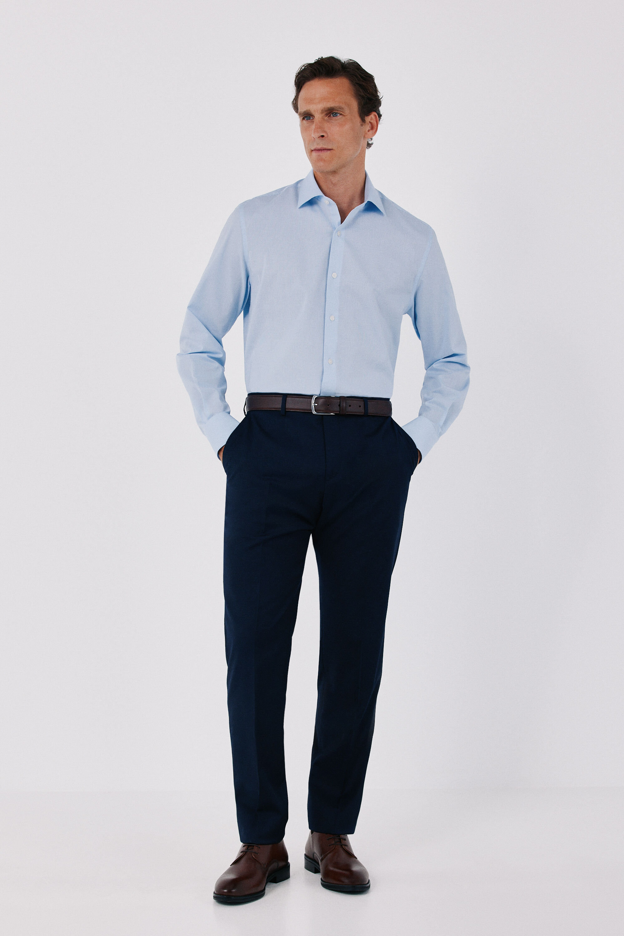 Cortefiel Easy-iron micro-check dress shirt