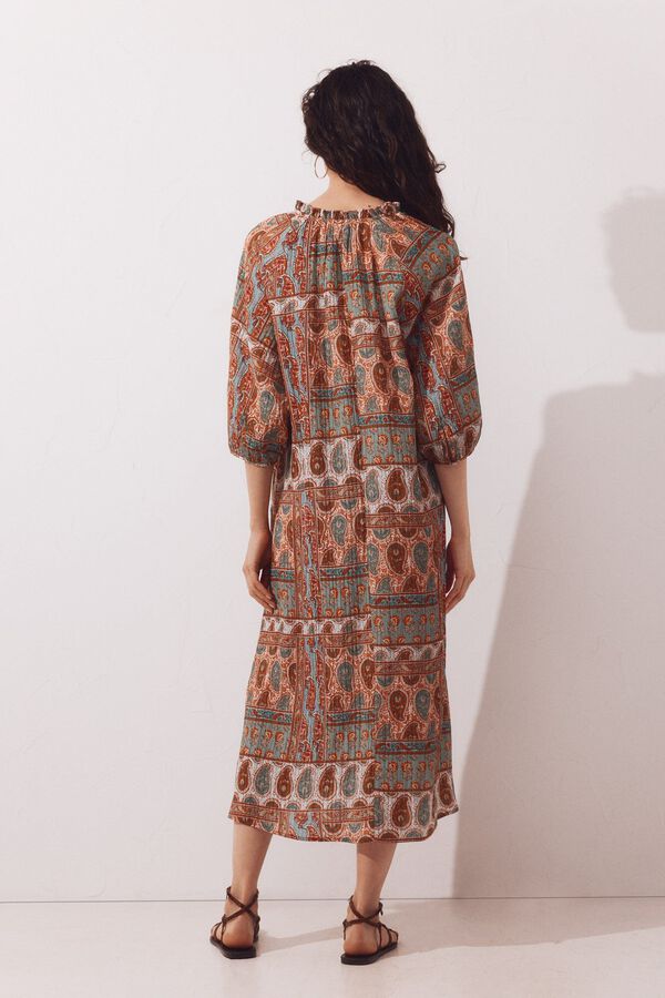 Cortefiel Caftan estampado amplio Estampado naranja