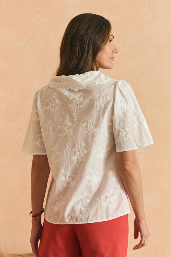 Pol&iacute;n Et Moi Blusa com folho Pati Branco