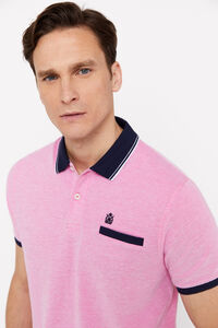 Cortefiel Oxford polo shirt with contrast collar Pink