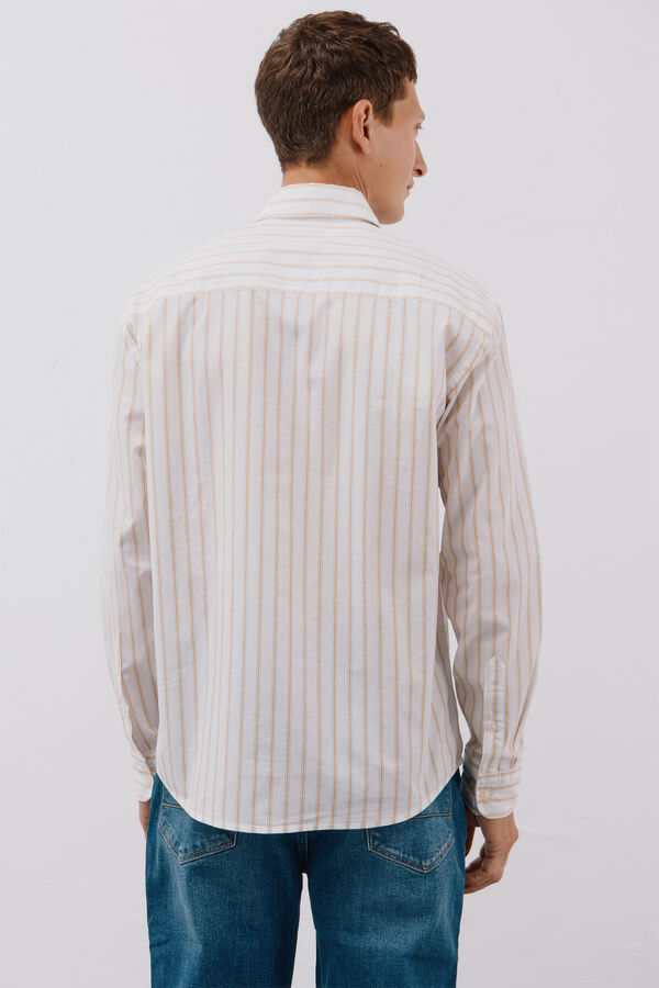 Cortefiel Striped poplin shirt White