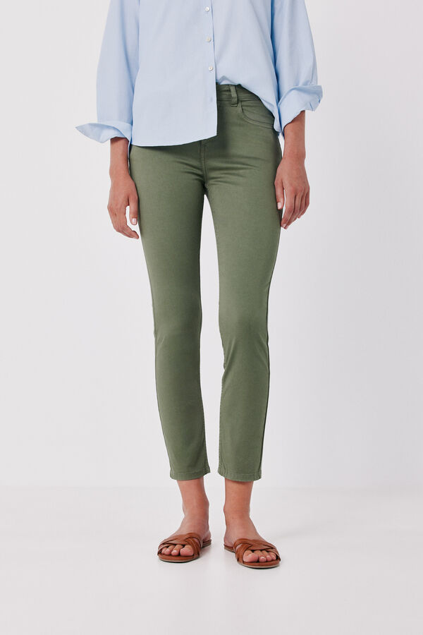 Cortefiel Coloured cropped skinny jeans Kaki