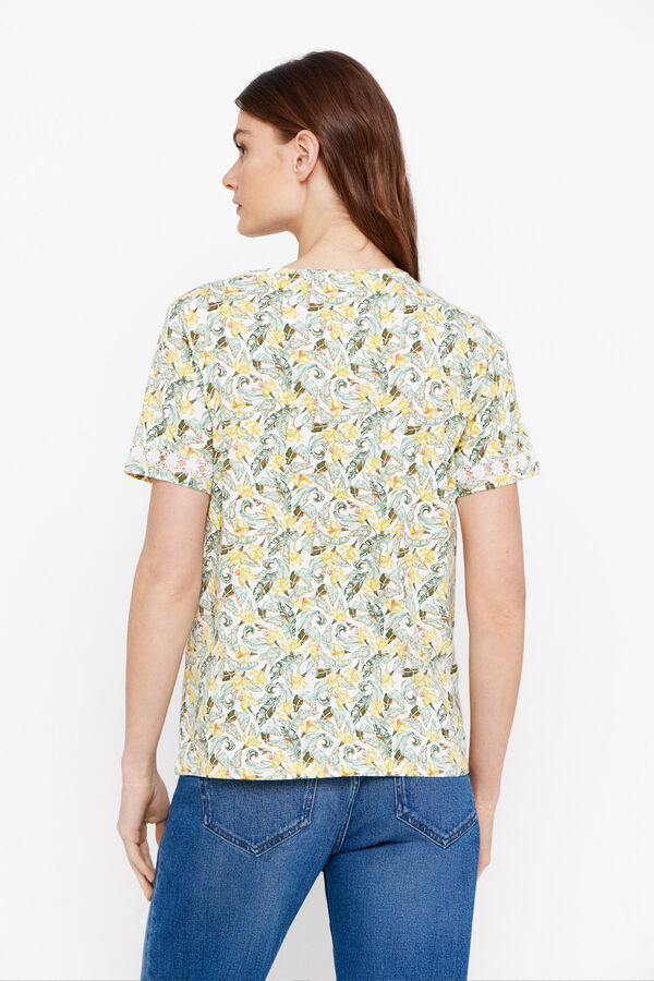 Cortefiel T-shirt fita floral Impressão