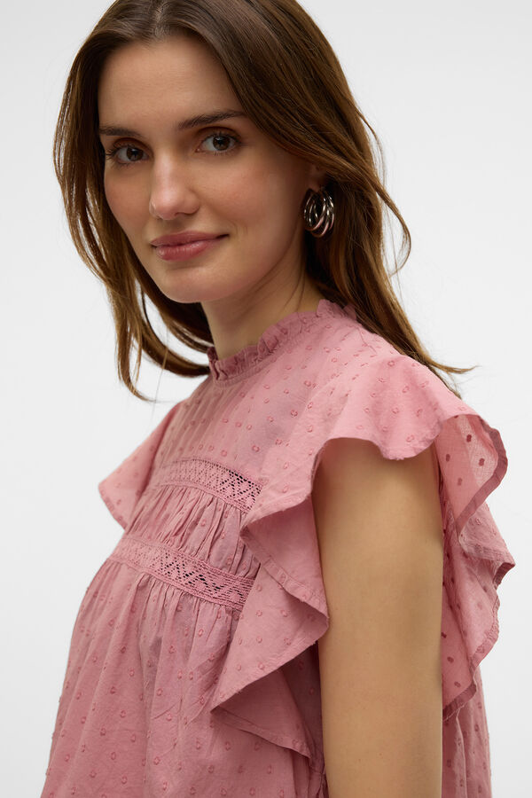 Vero Moda Blusa fluida de gola redonda Roxo