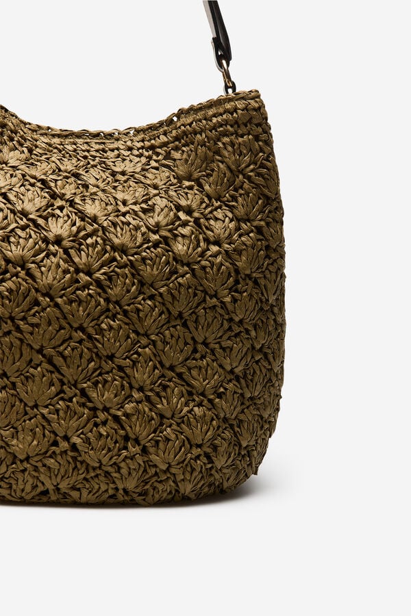 Cortefiel Bolsa de r&aacute;fia tran&ccedil;ada Verde