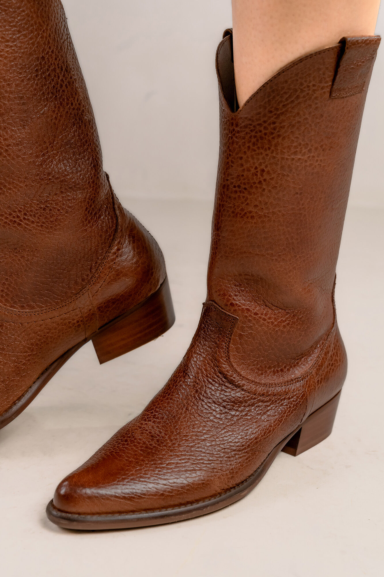 Bryan Stepwise Jandra Botas de cowboy de pele vintage