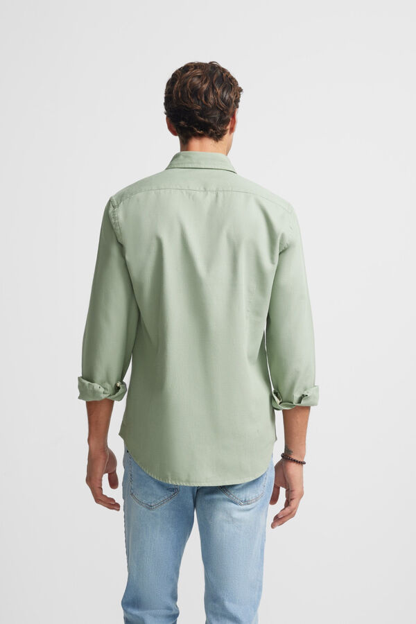 Cortefiel Camisa sport lisa micropique Verde