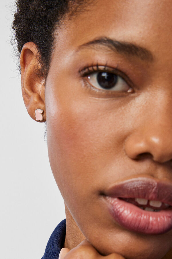 Tous Pendientes oso de plata y cuarzo Gris