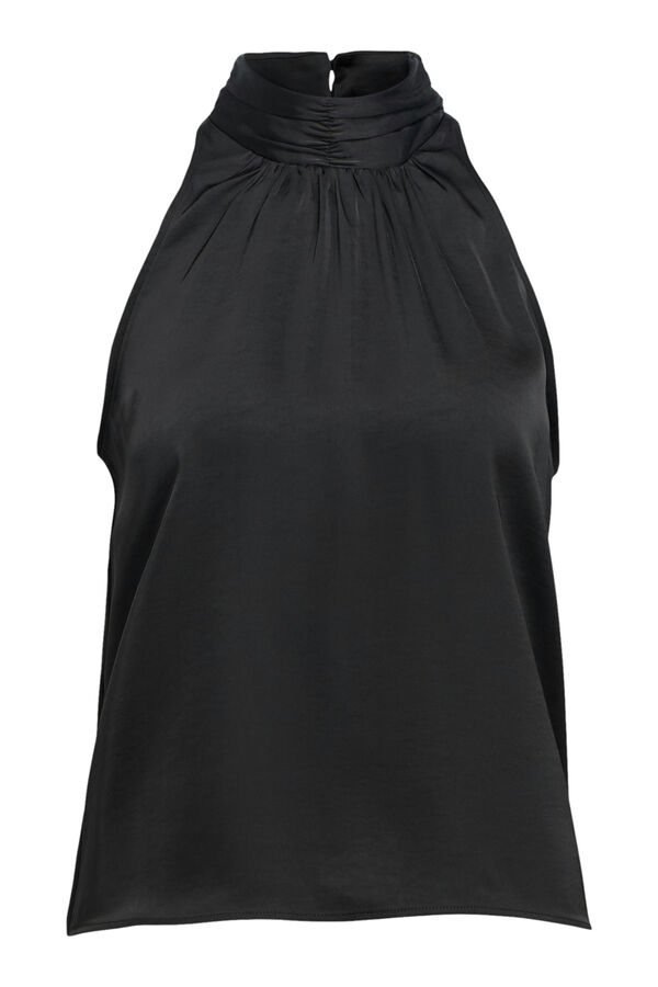 Object Top acetinado laçada Preto