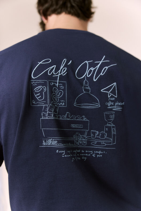 OOTO T-shirt gr&aacute;fica lavada Azul