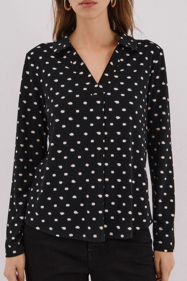 Cortefiel Polo shirt neck t-shirt Printed grey