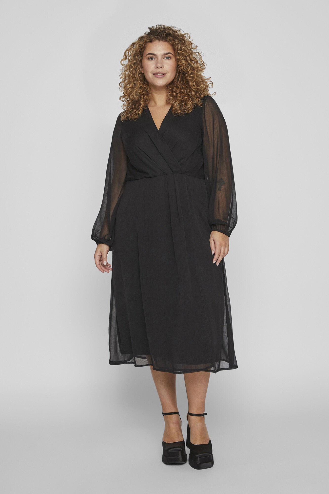 Evoked by Vila midi dress with long semisheer sleeves Women's